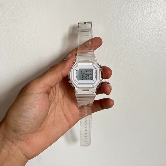 Y2K 2000s vintage retro style white transparent digital watch - Picture 1 of 8